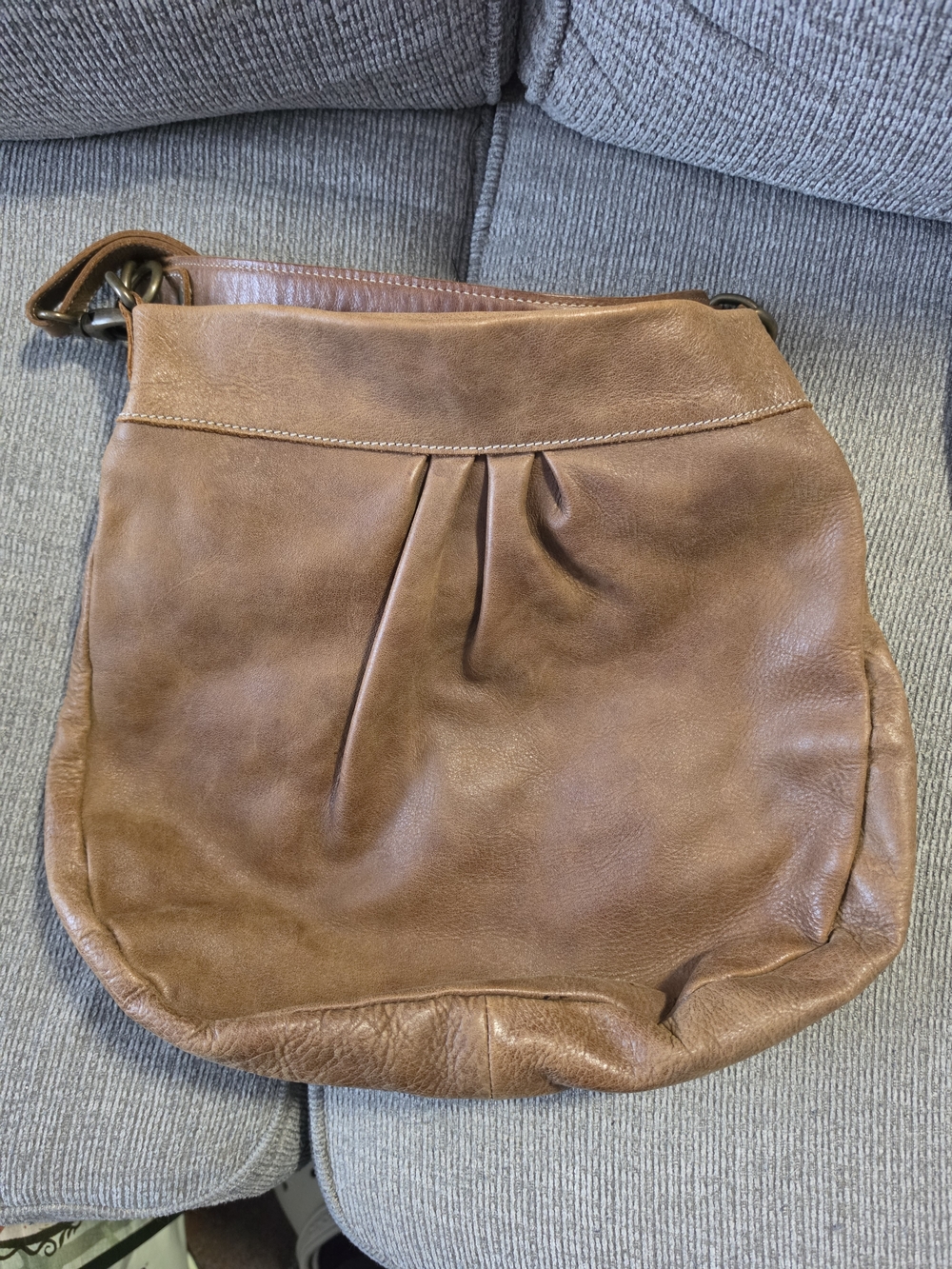 Roots Brown Leather Hobo Shoulder Bag